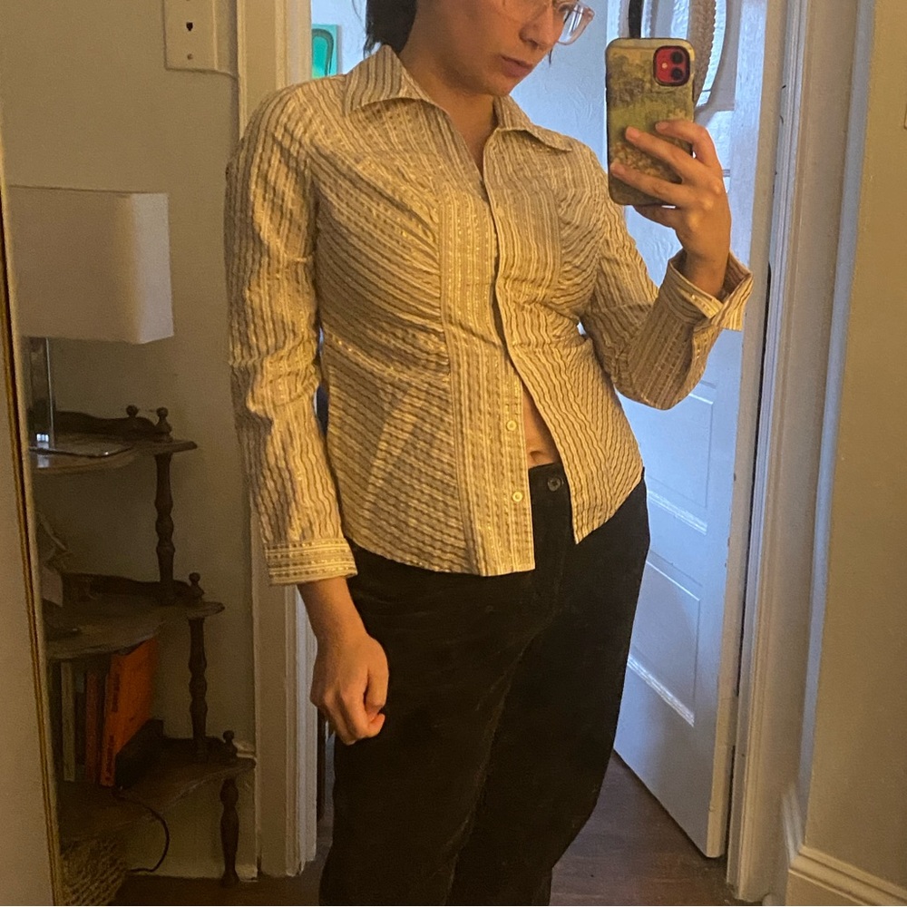 Gold and Cream Striped Blouse